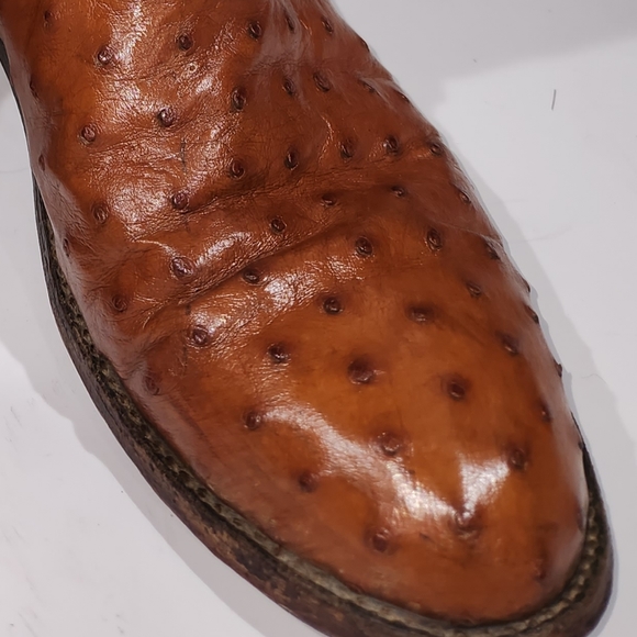 🌟VINTAGE🌟LUCCHESE Sz. 7.5 B FULL QUILL OSTRICH EUC - Picture 2 of 7